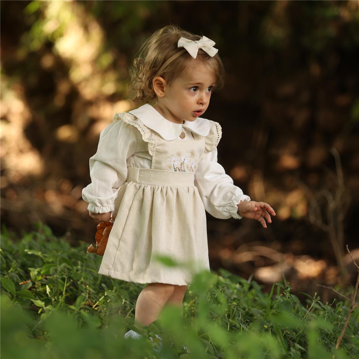 VESTIDO JARDINEIRA INFANTIL MARGARIDA